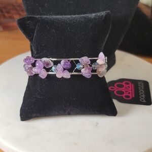 Purple Bead Chip Cuff Bracelet